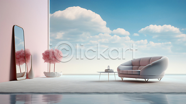 사람없음 JPG 편집이미지 거울 공간 구름(자연) 나무 디자인 맑음 소파 실내 인테리어 카펫 탁자 하늘 화분