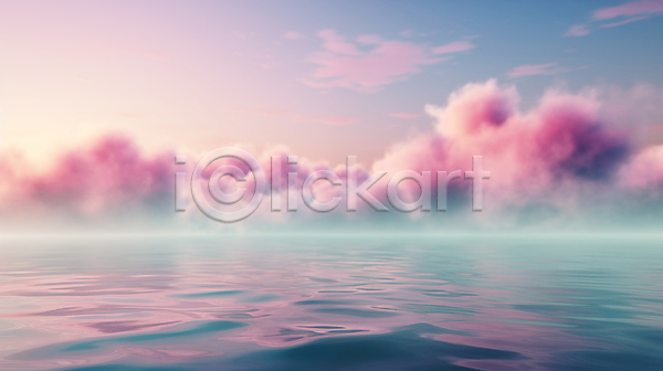 사람없음 JPG 디지털합성 편집이미지 구름(자연) 물결 바다 백그라운드 분홍색 수평선 안개 파스텔톤 편집소스 풍경(경치)