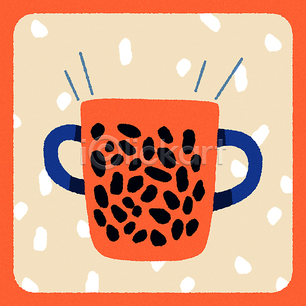 빈티지 티타임 사람없음 AI(파일형식) 일러스트 그래픽 미니멀 엽서 잔 점박이 주전자 차(음료) 찻잔 찻주전자 컬러풀 컵