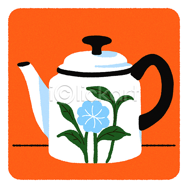 빈티지 티타임 사람없음 AI(파일형식) 일러스트 그래픽 꽃 미니멀 엽서 잔 주전자 차(음료) 찻주전자 컬러풀 컵