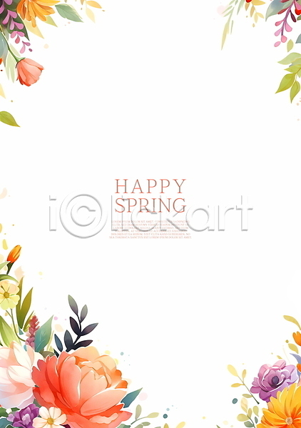사람없음 PSD 일러스트 템플릿 꽃 꽃프레임 백그라운드 봄 봄배경 빨간색 수채화(물감) 여름(계절) 여름배경 카피스페이스 풀잎 프레임