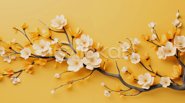 사람없음 JPG 디지털합성 편집이미지 노란색 백그라운드 벚꽃 봄 봄꽃 편집소스 픽셀