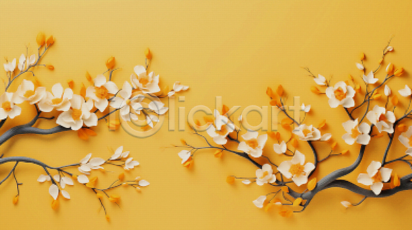 사람없음 JPG 디지털합성 편집이미지 노란색 백그라운드 벚꽃 봄 봄꽃 편집소스 픽셀