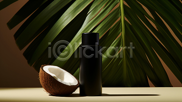 사람없음 JPG 디지털합성 편집이미지 목업 보습 뷰티 오일(화장품) 천연 코코넛 코코넛오일 피부 화장품