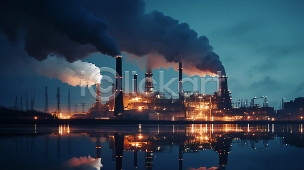 공해 사람없음 JPG 편집이미지 공업 공업단지 공장 발전소 산업 야간 야외 이산화탄소 풍경(경치) 하늘