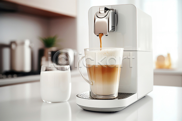 사람없음 JPG 디지털합성 편집이미지 에스프레소 우유 카페 커피 커피메이커 홈카페 힐링