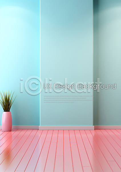 사람없음 PSD 편집이미지 공간 디자인 디자인소스 민트색 백그라운드 벽 분홍색 실내 잎 화분