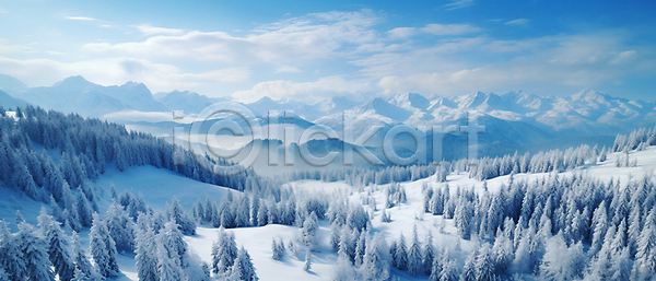 사람없음 JPG 편집이미지 겨울 경관 구름(자연) 눈덮임 백그라운드 설산 설원 숲 자연 풍경(경치) 하늘
