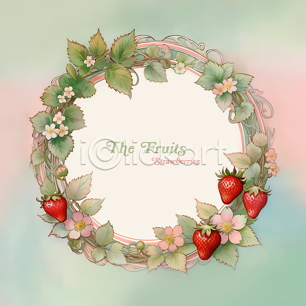사람없음 PSD 디지털합성 일러스트 편집이미지 과일 꽃 나뭇잎 딸기 편집소스 프레임