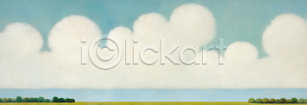 사람없음 JPG 일러스트 구름(자연) 민트색 백그라운드 봄 수평선 자연 초원(자연) 하늘
