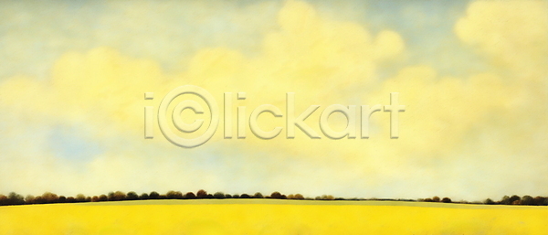 사람없음 JPG 일러스트 구름(자연) 노란색 백그라운드 봄 자연 초원(자연) 하늘
