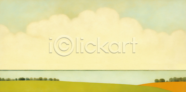사람없음 JPG 일러스트 구름(자연) 노란색 바다 백그라운드 봄 수평선 자연 초원(자연) 하늘