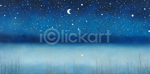 사람없음 JPG 일러스트 달 밤하늘 백그라운드 별 야간 자연 파란색 풍경(경치)