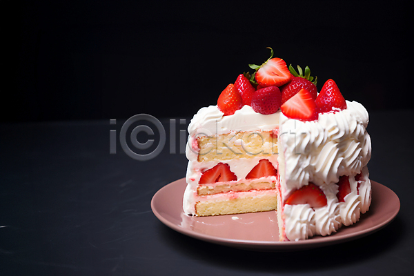 사람없음 JPG 편집이미지 단면 디저트 딸기 딸기케이크 케이크