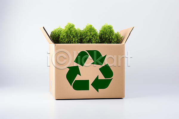 사람없음 JPG 디지털합성 편집이미지 상자 식물 업사이클링 재활용 재활용표시 친환경
