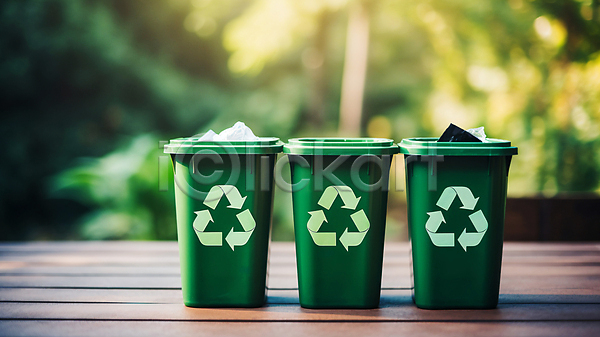 사람없음 JPG 디지털합성 편집이미지 분리수거 분리수거함 식물 쓰레기통 업사이클링 재활용 재활용표시 친환경