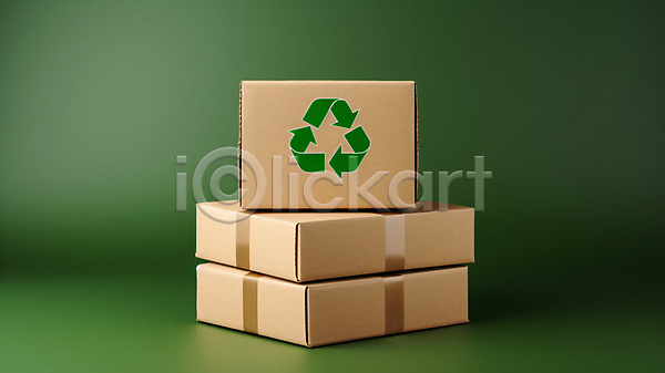 사람없음 JPG 디지털합성 편집이미지 상자 쌓기 업사이클링 재활용 재활용표시 초록배경 친환경