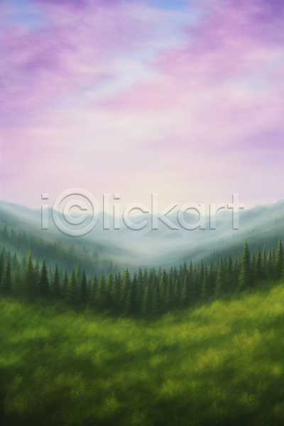 사람없음 JPG 일러스트 구름(자연) 나무 몽환 백그라운드 산 숲 자연 풍경(경치) 하늘