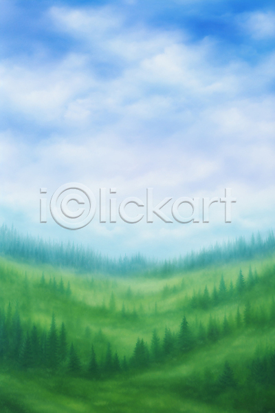 사람없음 JPG 일러스트 구름(자연) 나무 몽환 백그라운드 숲 자연 풍경(경치) 하늘
