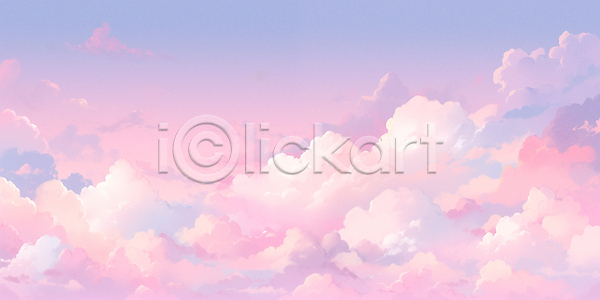 감성 사람없음 JPG 일러스트 구름(자연) 그라데이션 뭉게구름 분홍색 자연 저녁 풍경(경치) 하늘 혼합