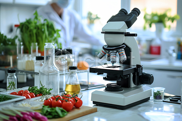 사람없음 JPG 디지털합성 편집이미지 GMO 개발 과일 변이 실험 실험실 연구소 유전공학 유전자변형 음식 채소 현미경
