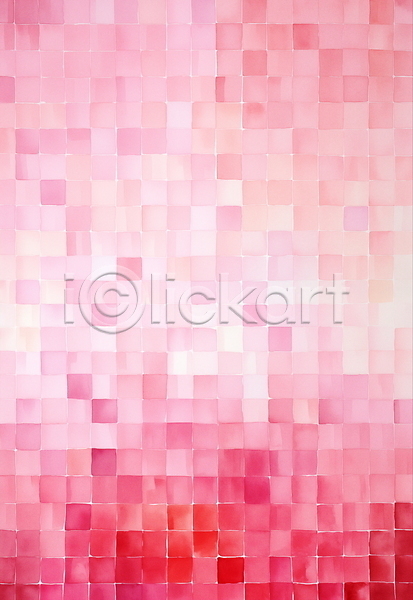 사람없음 JPG 일러스트 그라데이션 모자이크 백그라운드 분홍색 사각형 수채화(물감) 타일 패턴
