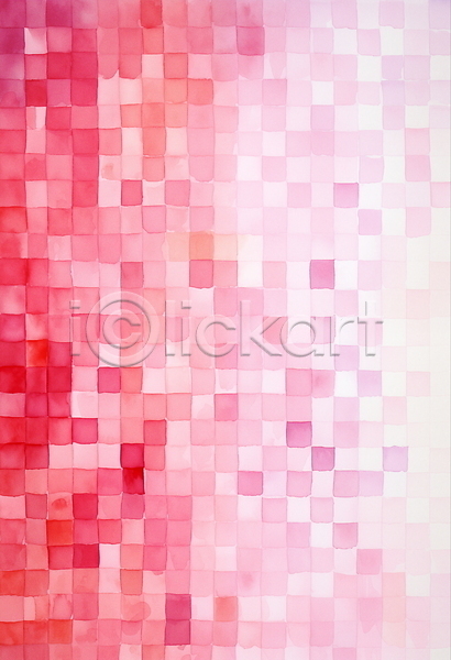 사람없음 JPG 일러스트 그라데이션 모자이크 백그라운드 분홍색 사각형 수채화(물감) 타일 패턴