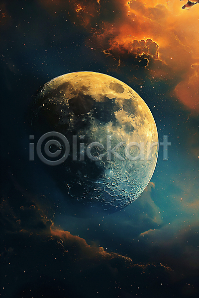 신비 사람없음 JPG 디지털합성 편집이미지 구름(자연) 달 밤하늘 백그라운드 별빛 편집소스 혼합 황혼