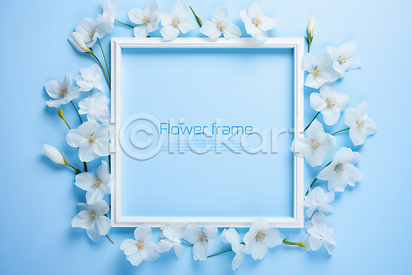 사람없음 PSD 편집이미지 꽃 백그라운드 봄 카피스페이스 타이포그라피 테두리 틀 파란색 프레임