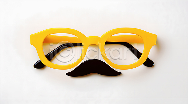 사람없음 JPG 편집이미지 노란색 백그라운드 수염 안경 오브젝트 콧수염 흰배경
