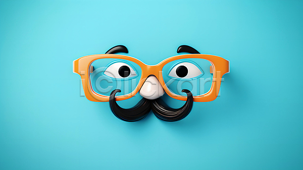 사람없음 JPG 편집이미지 눈(신체부위) 눈썹 백그라운드 수염 안경 오브젝트 코 콧수염 파란배경