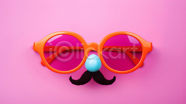 사람없음 JPG 편집이미지 백그라운드 분홍색배경 수염 안경 오브젝트 코 콧수염