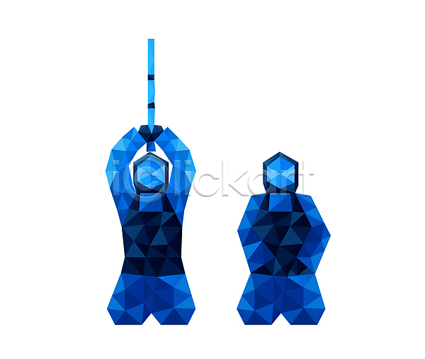 경쟁 두명 사람 AI(파일형식) 일러스트 검도 검도선수 승부 운동 운동선수 전신 파란색 폴리곤