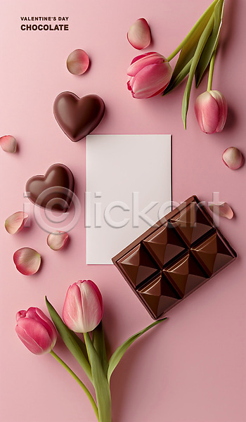 사람없음 PSD 편집이미지 꽃 발렌타인데이 분홍색 초콜릿 카피스페이스 튤립 프레임
