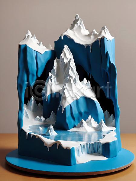 사람없음 3D JPG 디지털합성 입체 편집이미지 눈(날씨) 북극 빙하 설산 얼음 자연 점토 파란색 편집소스 풍경(경치) 흰색