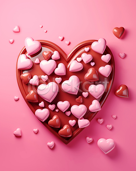 달콤 사랑 사람없음 3D JPG 편집이미지 광택 발렌타인데이 분홍색 빨간색 사탕 오브젝트 초콜릿 포스터 하트 화이트데이