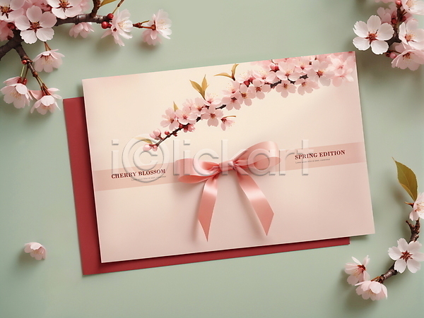 사람없음 PSD 디지털합성 편집이미지 꽃 민트색 벚꽃 봄 카드(감사) 편집소스 프레임