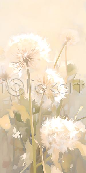 분위기 사람없음 JPG 일러스트 민들레 민들레홀씨 봄 잎 풍경(경치) 햇빛 흰색