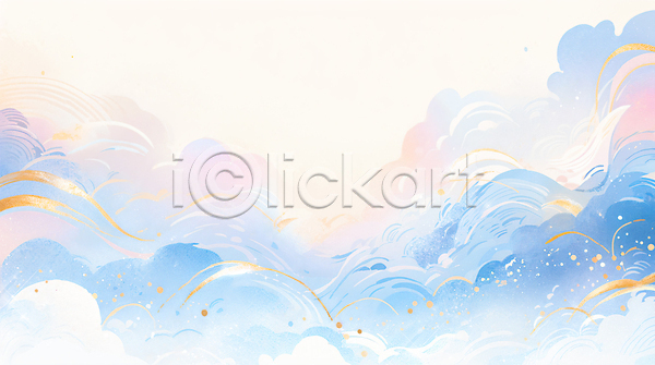 감성 사람없음 JPG 일러스트 구름(자연) 그라데이션 백그라운드 수채화(물감) 추상 파란색 파스텔톤