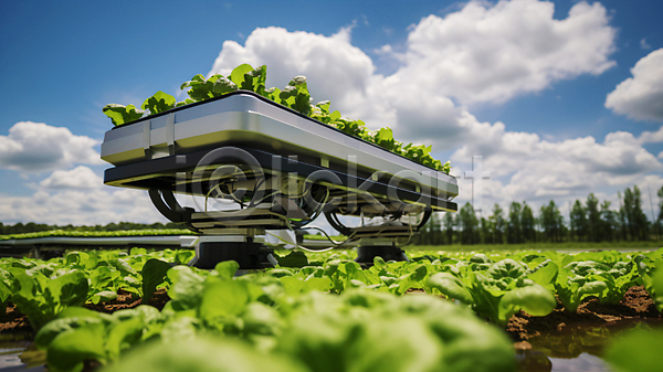 미래 발전 혁명 사람없음 AI(파일형식) JPG 디지털합성 편집이미지 AI(인공지능) 기계 기술 농사 농업 농작물 밭 스마트팜 자동 자동화