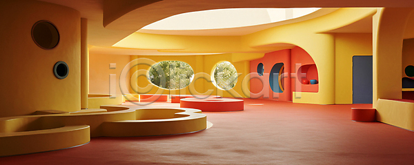 사람없음 JPG 디지털합성 편집이미지 공간 그림자 나무 노란색 놀이 실내 인테리어 창문 키즈카페 햇빛