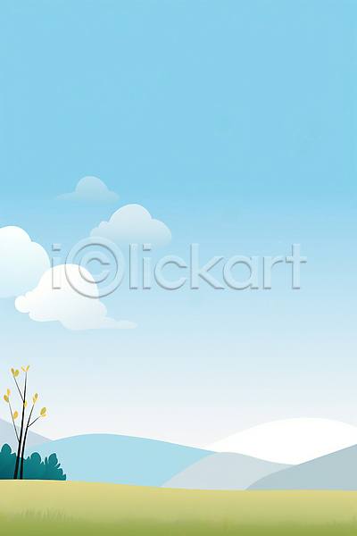 편안함 사람없음 JPG 일러스트 구름(자연) 나무 맑음 백그라운드 산 자연 초원(자연) 풍경(경치) 하늘