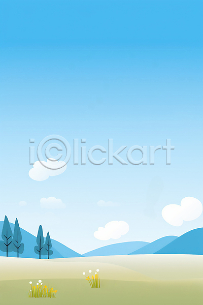편안함 사람없음 JPG 일러스트 구름(자연) 꽃 나무 맑음 백그라운드 산 자연 초원(자연) 풍경(경치) 하늘
