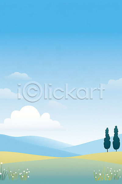 편안함 사람없음 JPG 일러스트 구름(자연) 꽃 나무 맑음 백그라운드 산 자연 초원(자연) 풍경(경치) 하늘