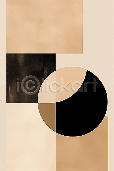 사람없음 JPG 일러스트 검은색 도형 디자인 미니멀 미술 베이지색 수채화(물감) 추상 혼합