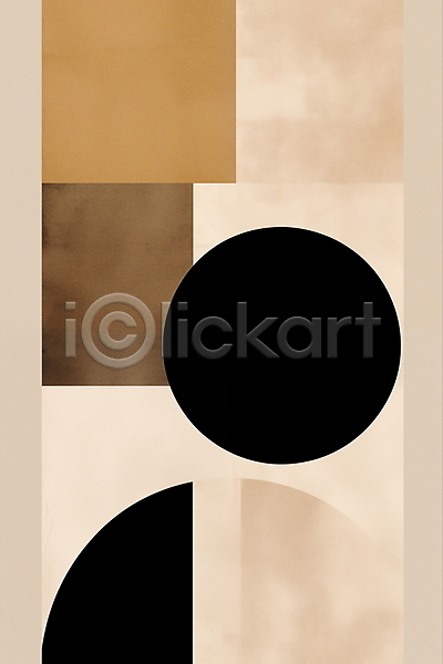 사람없음 JPG 일러스트 검은색 도형 디자인 미니멀 미술 베이지색 수채화(물감) 추상 혼합