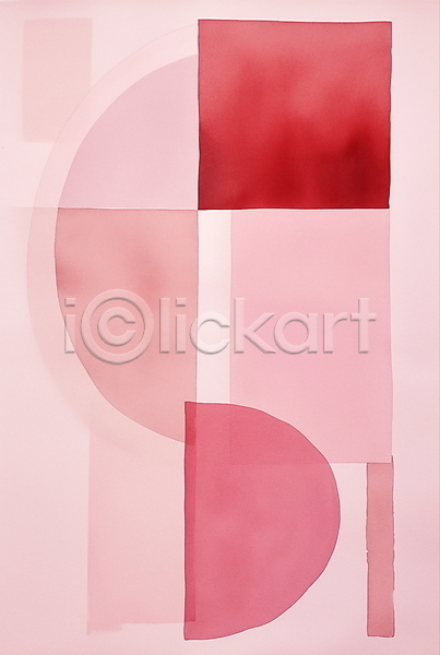 사람없음 JPG 일러스트 도형 디자인 미니멀 미술 분홍색 수채화(물감) 조화 추상 혼합
