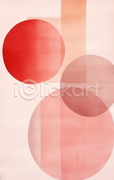 사람없음 JPG 일러스트 도형 디자인 미니멀 미술 분홍색 빨간색 수채화(물감) 조화 추상 혼합