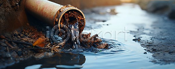 수질오염 지저분함 환경오염 사람없음 JPG 디지털합성 편집이미지 물 물흐름 반사 수질 오염 잔물결 파이프(관)