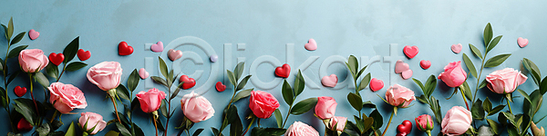 로맨틱 사랑 사람없음 JPG 디지털합성 편집이미지 백그라운드 분홍색 장미 파란색 편집소스 하트